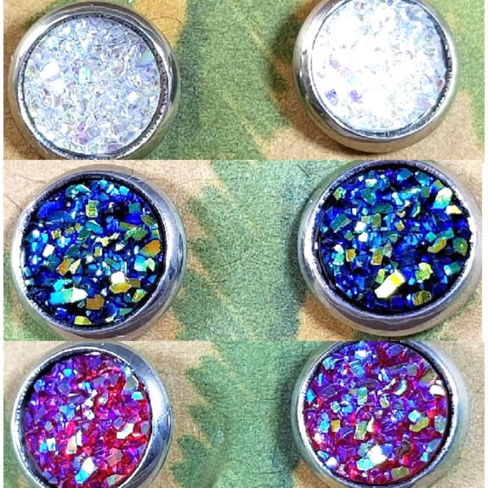 NEW 3 Druzy Earring Colors to Choose From 8mm Stud